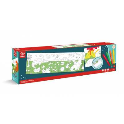 ROTOLO DA COLORARE dinosaur doodle paper roll DINOSAURI carta da disegno HAPE autoadesivo CON PASTELLI A CERA età 3+