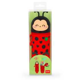 ASTUCCIO 2 in 1 LADYBUG coccinella KAWAII get lucky IN SILICONE con zip ROSSO