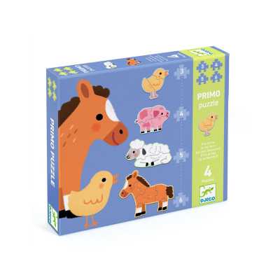 PRIMO PUZZLE IN FATTORIA set di 4 animali AD INCASTRO djeco DJ07153 età 2+