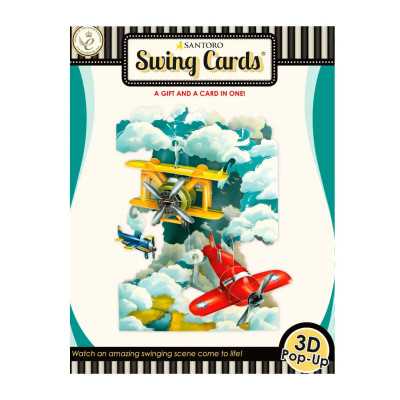 VINTAGE PLANES biglietto d'auguri SWING CARD santoro 3D POP UP