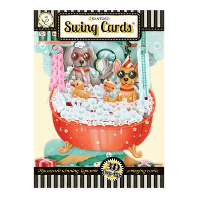 DOGGY BATH TIME biglietto d'auguri SWING CARD santoro 3D POP UP