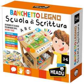 BANCHETTO LEGNO gioco educativo SCUOLA DI SCRITTURA kit HEADU metodo 7 passi IN ITALIANO età 3+