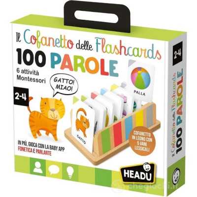 IL COFANETTO DELLE FLASHCARDS montessori 100 PAROLE con 6 attività HEADU gioco educativo IN ITALIANO età 2+