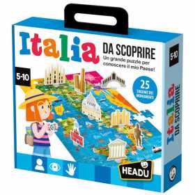 ITALIA DA SCOPRIRE un grande puzzle per conoscere il paese CON 25 SAGOME DEI MONUMENTI gioco educativo HEADU età 5+