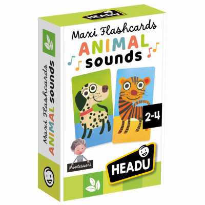 MAXI FLASHCARDS versi degli animali ANIMAL SOUNDS gioco educativo HEADU età 2+