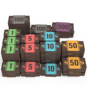 WOODEN COINS segnalini in legno per SPEAKEASY gioco da tavolo TESLA GAMES età 14+