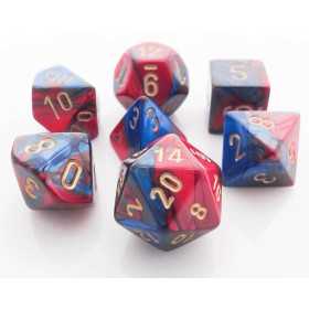 SET DI 7 DADI blu rosso oro CHESSEX CHX26429 dice DA GIOCO assortiti GEMINI