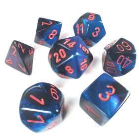 SET DI 7 DADI black starlight red CHESSEX CHX26458 dice DA GIOCO assortiti GEMINI
