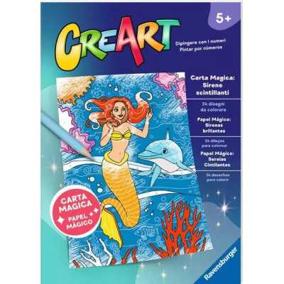 CREART kit artistico SIRENE SCINTILLANTI ravensburger 24 DISEGNI DA COLORARE set creativo CARTA MAGICA età 5+