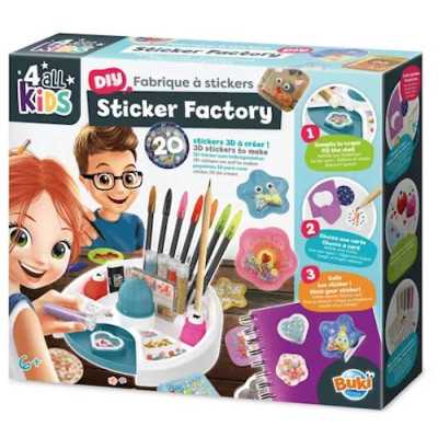 DIY STICKER FACTORY kit artistico FABBRICA DEGLI STICKERS adesivi BUKI età 6+