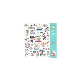 SET DI 160 ADESIVI stickers ATTACCO DEI PIRATI kit artistico DJECO DJ09316 età 4+