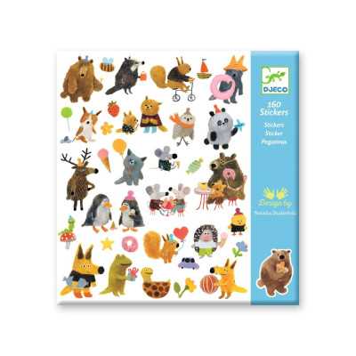 SET DI 160 ADESIVI stickers AMICI MORBIDI E PELOSI kit artistico DJECO DJ09317 età 4+