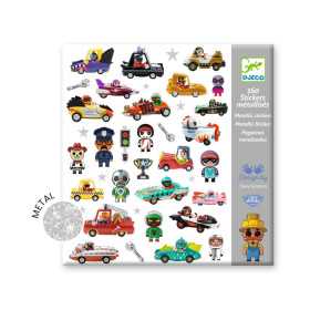 SET DI 160 ADESIVI SCINTILLANTI stickers CRAZY MOTORS kit artistico DJECO DJ09287 età 4+