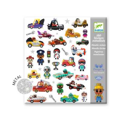 SET DI 160 ADESIVI SCINTILLANTI stickers CRAZY MOTORS kit artistico DJECO DJ09287 età 4+