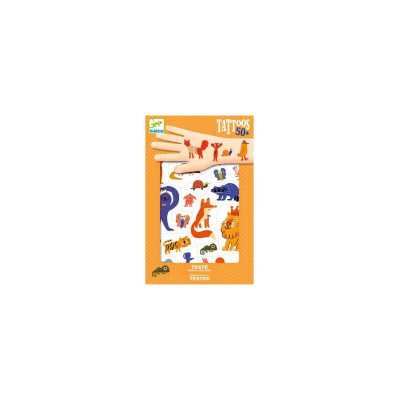 TATTOOS più di 50 tatuaggi ANIMALI DIVERTENTI rimuovibili DJECO kit artistico DJ09917