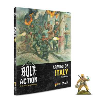 ARMIES OF ITALY third edition MANUALE warlord games BOLT ACTION in inglese + MINIATURA PROMO età 14+