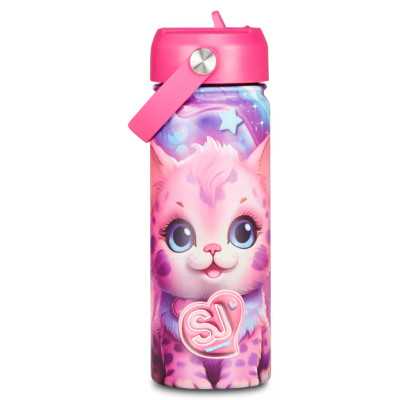 BORRACCIA in acciaio inox SJ GANG seven GIRL 2026 vol 500 ml GATTO ROSA caldo e freddo