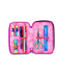 ASTUCCIO triplo scomparto PLUMPY LINE GIRL con 3 zip SEVEN completo di materiale SCUOLA