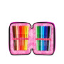 ASTUCCIO triplo scomparto PLUMPY LINE GIRL con 3 zip SEVEN completo di materiale SCUOLA