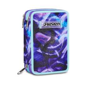 ASTUCCIO triplo scomparto LOVEPASS GIRL con 3 zip SEVEN completo di materiale SCUOLA