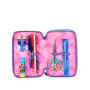 ASTUCCIO triplo scomparto LOVEPASS GIRL con 3 zip SEVEN completo di materiale SCUOLA