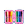 ASTUCCIO triplo scomparto LOVEPASS GIRL con 3 zip SEVEN completo di materiale SCUOLA