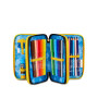ASTUCCIO triplo scomparto GOLDEN PAINT BOY con 3 zip SEVEN completo di materiale SCUOLA