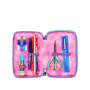 ASTUCCIO triplo scomparto ELECTRICVIBE GIRL con 3 zip SEVEN completo di materiale SCUOLA