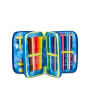ASTUCCIO triplo scomparto ELECTRICVIBE BOY con 3 zip SEVEN completo di materiale SCUOLA