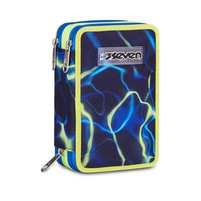 ASTUCCIO triplo scomparto ELECTRICVIBE BOY con 3 zip SEVEN completo di materiale SCUOLA