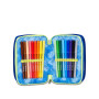 ASTUCCIO triplo scomparto ELECTRICVIBE BOY con 3 zip SEVEN completo di materiale SCUOLA