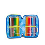 ASTUCCIO triplo scomparto ELECTRICVIBE BOY con 3 zip SEVEN completo di materiale SCUOLA