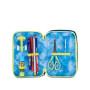 ASTUCCIO triplo scomparto BLU FUSION BOY con 3 zip SEVEN completo di materiale SCUOLA