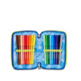 ASTUCCIO triplo scomparto BLU FUSION BOY con 3 zip SEVEN completo di materiale SCUOLA