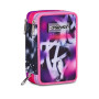 ASTUCCIO triplo scomparto BUZZY NOTE GIRL con 3 zip SEVEN completo di materiale SCUOLA
