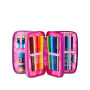 ASTUCCIO triplo scomparto BUZZY NOTE GIRL con 3 zip SEVEN completo di materiale SCUOLA