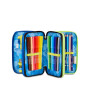 ASTUCCIO triplo scomparto BUZZY NOTE BOY con 3 zip SEVEN completo di materiale SCUOLA