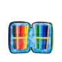ASTUCCIO triplo scomparto BUZZY NOTE BOY con 3 zip SEVEN completo di materiale SCUOLA