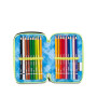 ASTUCCIO triplo scomparto BUZZY NOTE BOY con 3 zip SEVEN completo di materiale SCUOLA