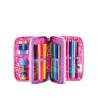 ASTUCCIO triplo scomparto GLOWCAT GIRL con 3 zip SJ GANG seven COMPLETO di materiale SCUOLA
