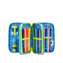 ASTUCCIO triplo scomparto GLOWGAME BOY con 3 zip SJ GANG seven COMPLETO di materiale SCUOLA