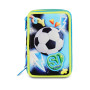 ASTUCCIO triplo scomparto GLOWGAME BOY con 3 zip SJ GANG seven COMPLETO di materiale SCUOLA