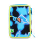 ASTUCCIO triplo scomparto GLOWGAME BOY con 3 zip SJ GANG seven COMPLETO di materiale SCUOLA