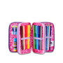 ASTUCCIO triplo scomparto PIXIE UNICORN GIRL con 3 zip SJ GANG seven COMPLETO di materiale SCUOLA