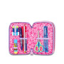 ASTUCCIO triplo scomparto PIXIE UNICORN GIRL con 3 zip SJ GANG seven COMPLETO di materiale SCUOLA