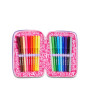 ASTUCCIO triplo scomparto PIXIE UNICORN GIRL con 3 zip SJ GANG seven COMPLETO di materiale SCUOLA