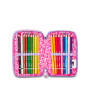 ASTUCCIO triplo scomparto PIXIE UNICORN GIRL con 3 zip SJ GANG seven COMPLETO di materiale SCUOLA