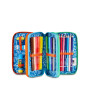 ASTUCCIO triplo scomparto SPACE RIDE BOY con 3 zip SJ GANG seven COMPLETO di materiale SCUOLA