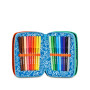 ASTUCCIO triplo scomparto SPACE RIDE BOY con 3 zip SJ GANG seven COMPLETO di materiale SCUOLA