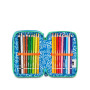 ASTUCCIO triplo scomparto SPACE RIDE BOY con 3 zip SJ GANG seven COMPLETO di materiale SCUOLA